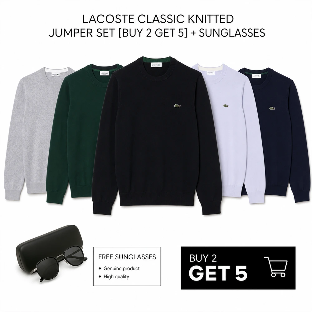 LACOSTE CLASSIC KNITTED JUMPER SET [BUY 2 GET 5] + SUNGLASSES