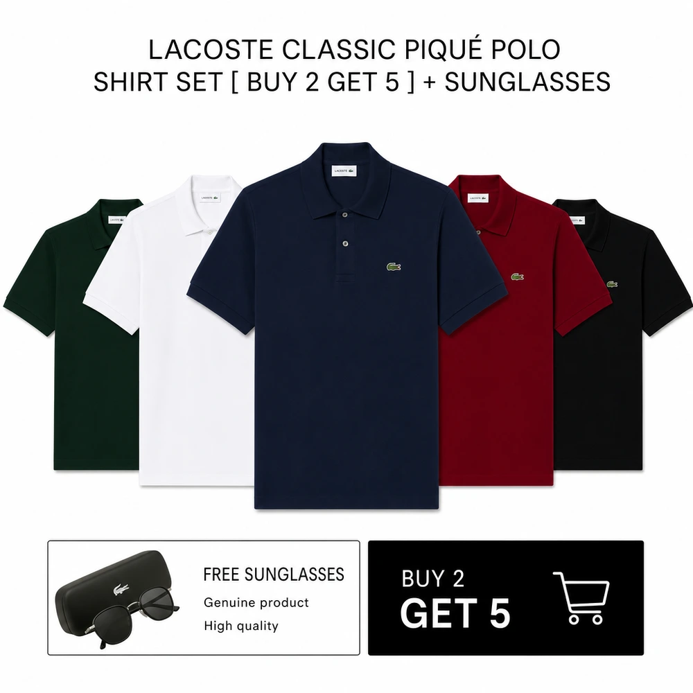 LACOSTE CLASSIC PIQUÉ POLO SHIRT SET [ BUY 2 GET 5 ] + SUNGLASSES
