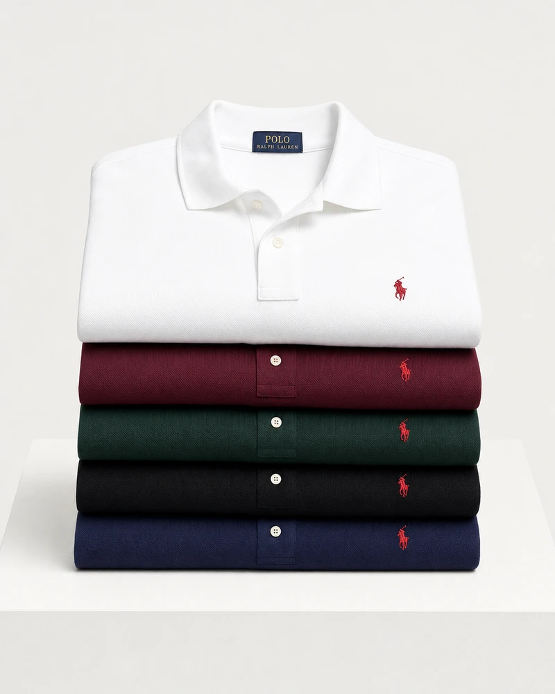RALPH LAUREN HERREN LANGARM-PIQUÉ-POLOSHIRT — 2 KAUFEN, 5 ERHALTEN + GRATIS SCHAL